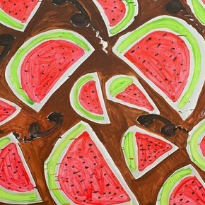 Katherine Bernhardt, Watermelon and Telephones (detail), 2013, Acrylic on canvas