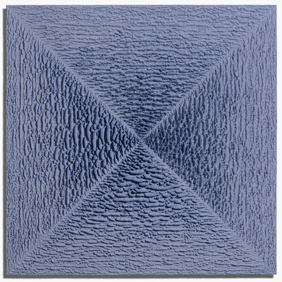 Martin Kline, Powder Blue Silence (Jewel), 2023, Encaustic on panel, 36 x 36 x 3 inches. Courtesy Heather Gaudio Fine Art