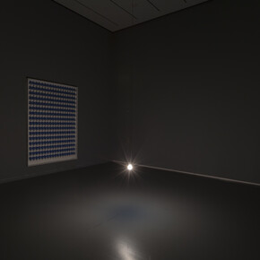 Katie Paterson, Light bulb to Simulate Moonlight, 2008, 289 frosted colored halogen lightbulbs (28W, 4500K), crate, and logbook, Dimensions vary with installation, edition 2/9 Solomon R. Guggenheim Museum, New York 
Purchased with funds contributed by Ahmar M. and Noreen K. Ahmad and an anonymous donor 2011.31
© Katie Paterson, Photo: Dimitris Skliris for Modern Art Museum of Fort Worth, courtesy James Cohan Gallery, New York and Shanghai
