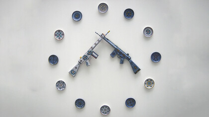 Trophy A, 2017, Antonio Riello, Faentine handpainted ceramic, about 250 cm x 250 cm x 5 cm