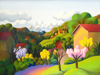 libri, 1997 - olio su tela. Courtesy of Galleria In Arco 