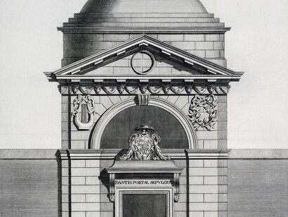 Prospecto de la tumba de Dante, Rávena, por el arquitecto Camillo Morigia