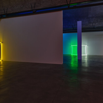 Dan Flavin, European couples, exhibition view. Courtesy of Gagosian Gallery