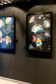 Installazione delle opere in galleria