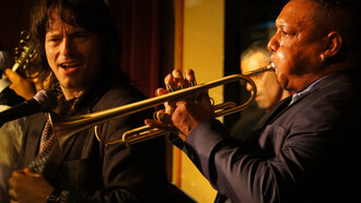 Jorge Luis Rojas ("Rojitas") and Jesus Alemany at La Reunion concert,  Lulaworld 2015. Photo credit: Catalina Maria Johnson