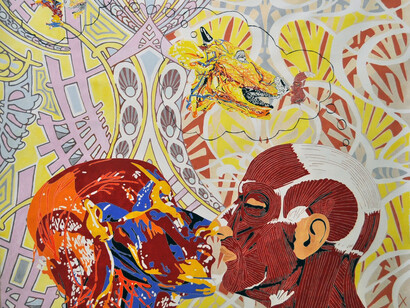 Maurizio Cannavacciuolo, Dreaming of cheating, 2015, olio su tela, 214 x 214 cm