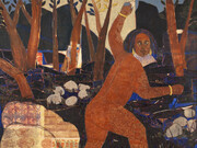 Mequitta Ahuja Rhyme Sequence: Wiggle Waggle 2012 Oil, paper and acrylic on canvas 213 x 203 cm, Image courtesy of the Saatchi Gallery, London