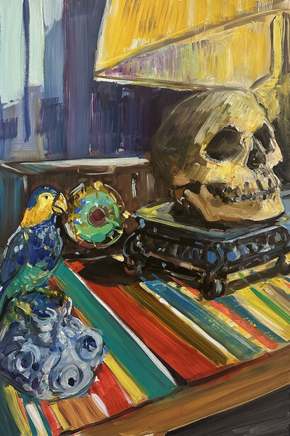 Deborah Brown, Brown blue parrot (detail), 2025. Courtesy of Hans Alf Gallery