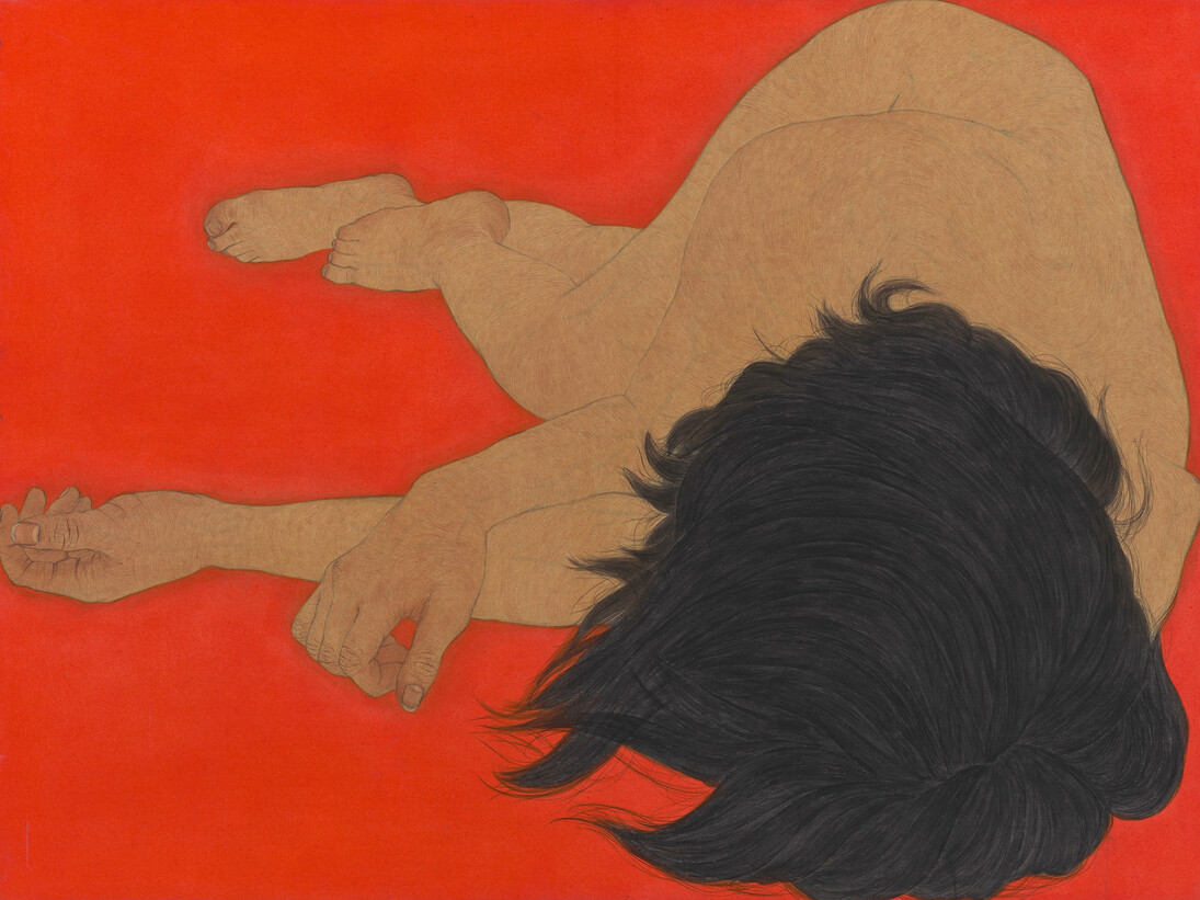 Seung Ah Paik, Infatuate, Pigment, rabbit skin size and charcoal on canvas, 120 x 160 x 3.8 cm, 2010 
