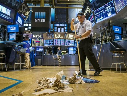 Trabajador de la limpieza en Wall Street