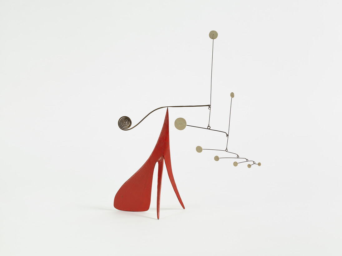 Alexander Calder, Untitled, c. 1952, Painted sheet metal, wire, and brass, 13 3/8 x 11 13/16 x 4 3/4 inches (34 x 30 x 12 cm). © 2015 Calder Foundation, New York / Artists Rights Society (ARS), New York Courtesy Dominique Lévy, New York