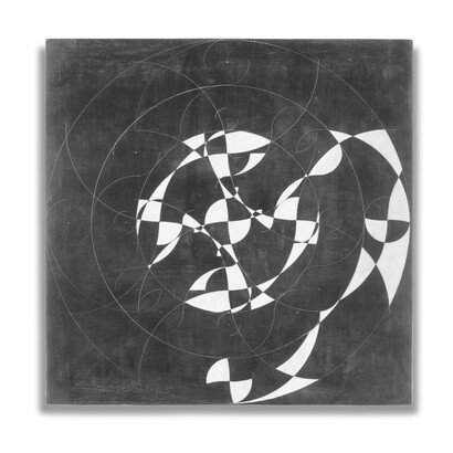Gabriel Orozco, Inner Sequence Delta, 2014, Graphite and plaster on linen on wood, 15 3/4 x 15 3/4 x 1 3/4 in. (40 x 40 x 4.5 cm)