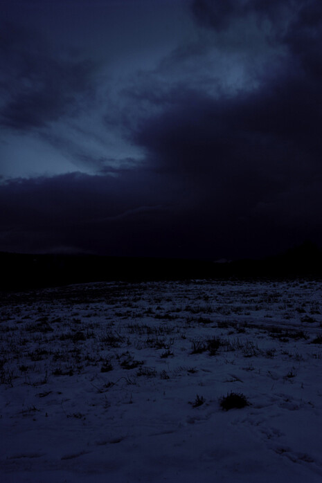 Sharon Harper, Sunset (Middlesex, Vermont), Winter Solstice, 21 Dec 5:00 pm, 2012, Archival pigment print on Harman fiber-based paper, printed 2014, Signed, titled, dated and numbered 3/5 in ink on label on a printed label affixed to the reverse of the mount. 40 x 30 inches, Edition 3/5