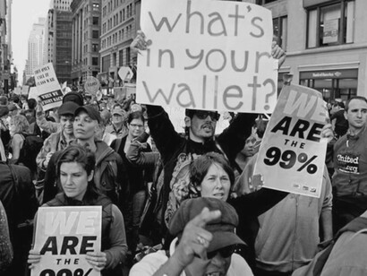 People who are the 99% march in protest
