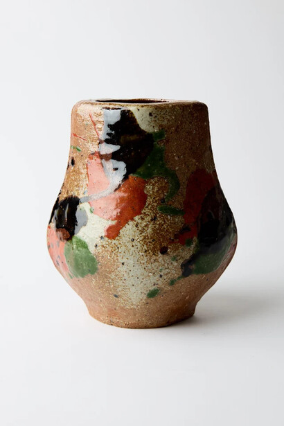 Kuriki Tatsusuke, Black-glazed vase with silver decoration. Courtesy of Carpenters Workshop Gallery