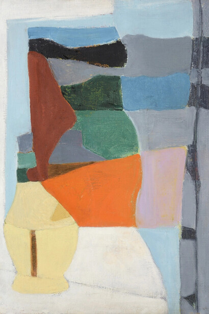 Margaret Mellis, Still life with Chianti bottle (detail), 1951. Courtesy of the Redfern Gallery