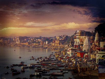 On the banks of the Ganges River. Varanasi is an opportunity to contemplate the mysteries of life beyond death. Varanasi, India