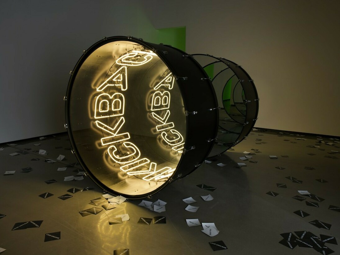Ivan Navarro. Mute Parade, Exhibition view. Courtesy of Paul Kasmin Gallery