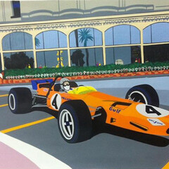 Fernando Ribeiro, McLaren/ Bruce McLaren, 2015. Técnica – acrílica s/ papel algodão. Dimensão -72cm X 69cm