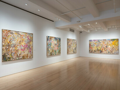 Larry Poons, Provocation, Iliad: powers + spells, exhibition view. Courtesy of Yares Art Gallery
