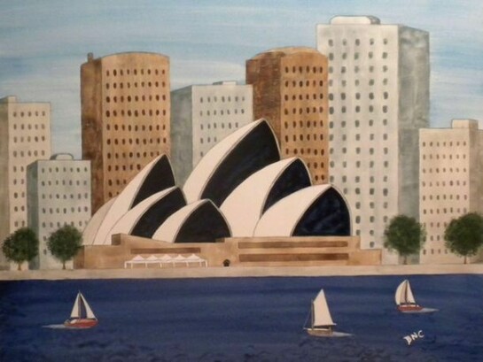 Brenda Ness-Cooper, Sydney Opera House, Watercolor on Board, 14" x 18"