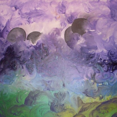 Rosalba Mangione, Gaia distrutta, 2013, acrilico su tela, pittura con le mani, 70 x 70 cm