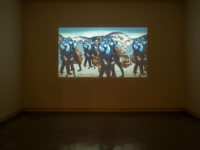 Installation view, What's at Stake, 2023. Photo by Ezra Marcos. Courtesy of the artist and Schneider Museum of Art