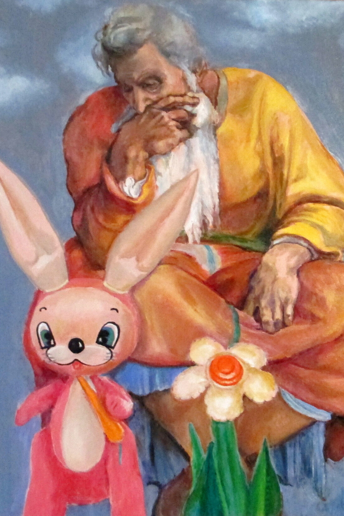 Russell Connor, The Prophet Sees The Future, after Michelangelo & Koons, 2012, 40" x 30"