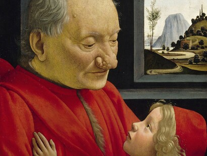 Domenico Ghirlandaio, Ritratto di Vecchio con nipote, particolare