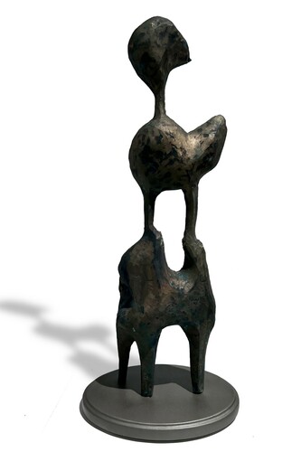 David Hayes, Griffon, bronze sculpture with black patina, 28x8x4 in