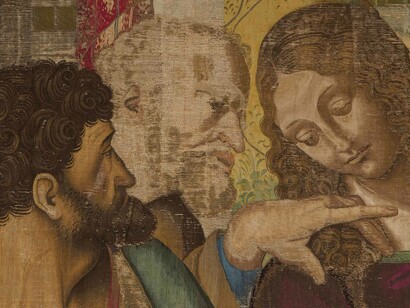 Tapiz de «La última cena» (detalle). Fotografía de los Museos Vaticanos