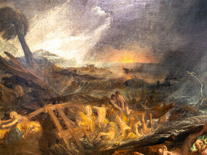 O gênio possui uma capacidade superior de contemplação que o leva a transcender a pequenez do ego e adentrar o mundo infinito das ideias. John Martin (1789–1854), "O Dilúvio", pintura, 1834, Yale Center for British Art, Connecticut, EUA