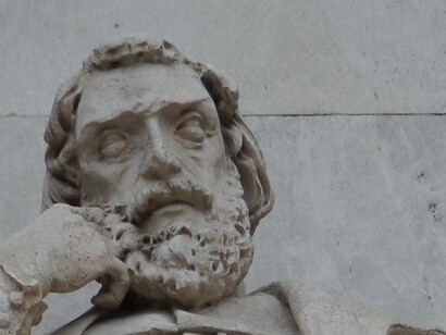 O médico e humanista Miguel Servet (Paraninfo da Universidade de ), denunciado por João Calvino, foi preso em Genebra e queimado na fogueira como um herege em 1555
