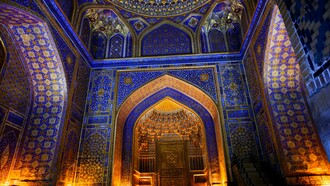 Interior of Tilya mosque in Registan Square