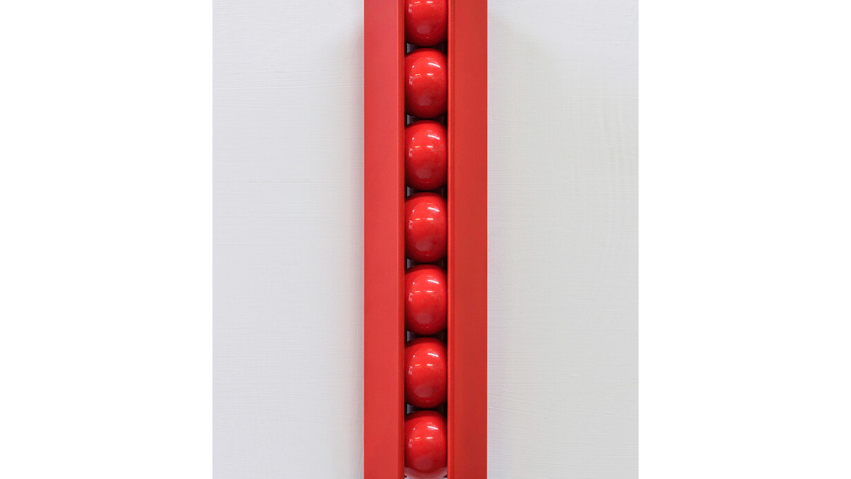 Cedric Christie, Red, 2015, Stove enamelled stainless steel, Photograph by Paul Tucker, Courtesy of Flowers Gallery London and New York