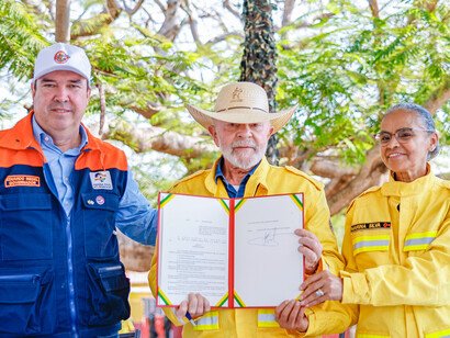 Ato de sanção do PL 1818 - Presidente Lula, Ministra do Meio Ambiente Mariana Silva e Governador do Mato Grosso do Sul Eduardo Riedel