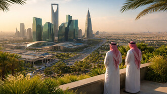 A panoramic view of Riyadh’s evolving skyline, where modern architecture, sustainable infrastructure, and tradition converge—reflecting Saudi Arabia’s ongoing transformation under Vision 2030