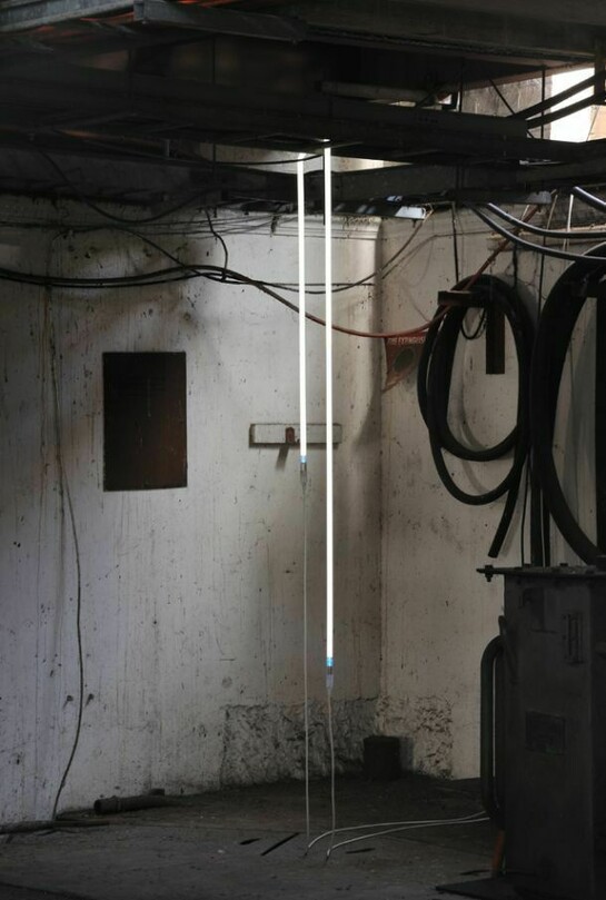 Nina Canell, Affinity Unit (detail), 2012, Neon, stone, cable 1000 Volt, Collection Fonds Nation d´Art Contemporain, France