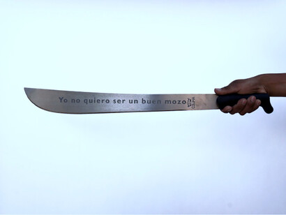 Ángel Poyón: «Grabado sobre machete», 2016. Foto cortesía del artista