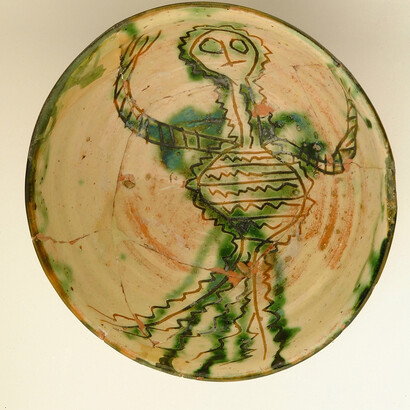 Glazed Vessel with sgraffito depiction of a dancing figure, early 16th century B.C.
Collection: The Leventis Municipal Museum of Nicosia, B/2003/068
