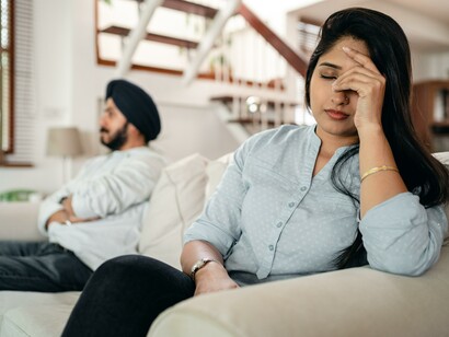 A couple who have had a disagreement 