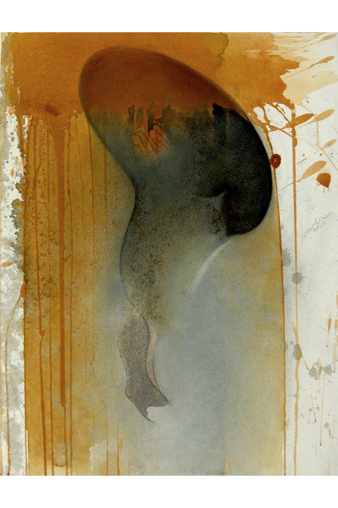 Marcia Kure, Invasion of the Body Snatchers I. The Series: Amen, Amen, Amen, 2015, Kolanut Pigment, watercolor, pastel and pencil on Arches HP watercolor paper, 230.9 g/m2 – 156 lb. mounted on board, 24 x 18 in. Courtesy: Susan Inglett Gallery, NYC.