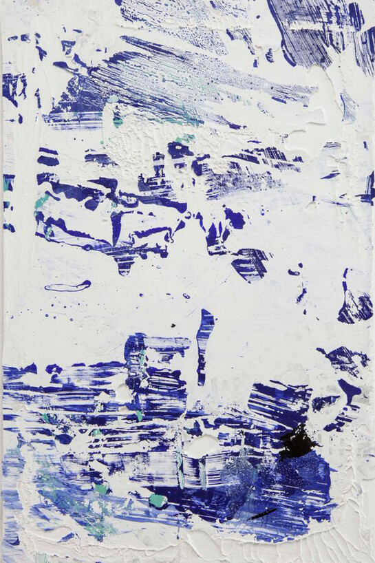 Tiziano Martini, Untitled, 2015, pittura acrilica, primer ed emulsione acrilica, sedimenti pittorici, sporcizia, imprimitura acrilica, 60 x 40 cm @ A+B galleria - Brescia