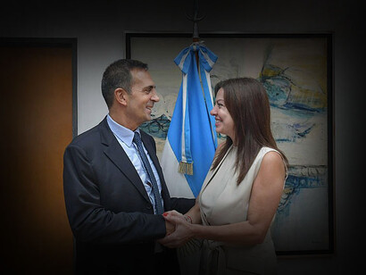 La ministra de Capital Humano, Sandra Pettovello, junto al secretario de Trabajo, Empleo y Seguridad Social, Julio Cordero