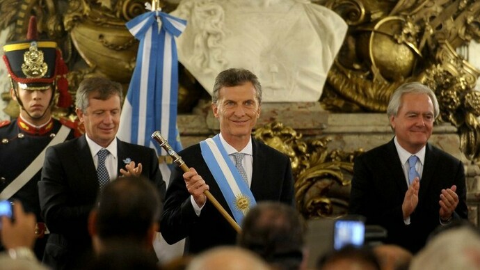 El presidente de Argentina, Mauricio Macri, en su toma de posesión