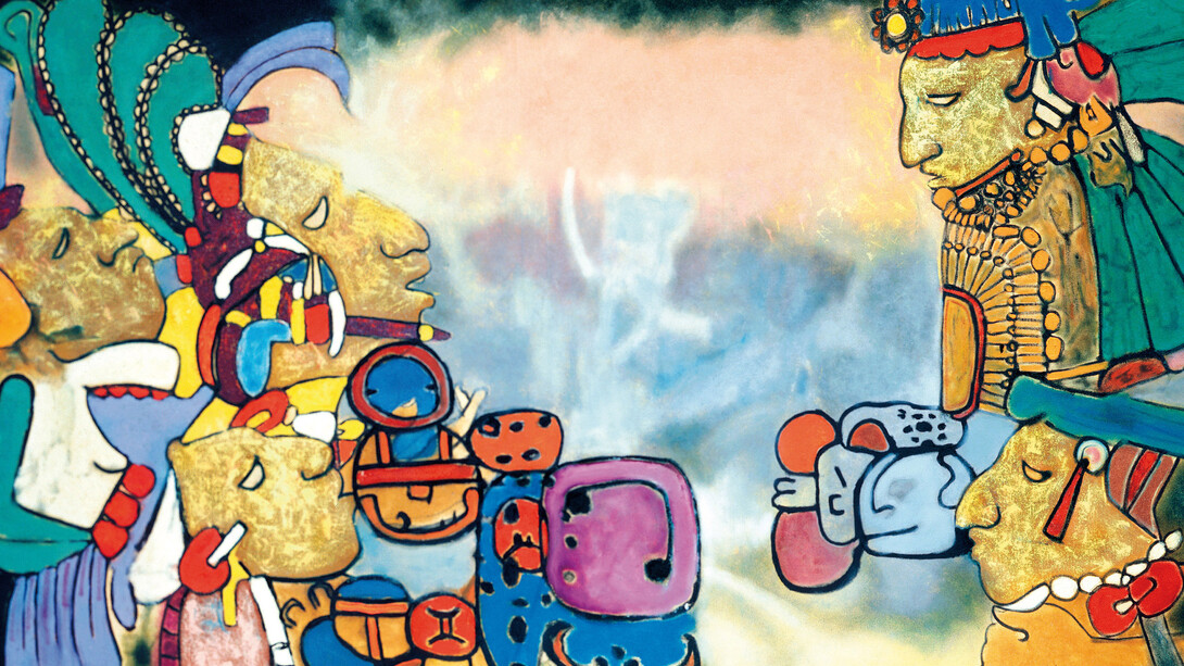 Aubrey Williams, Dawn & Evening Star (Olmec Maya series), 1982. Oil on canvas, 132 x 208 cm © Aubrey Williams Estate, Photo Jonathan Greet, Courtesy October Gallery London