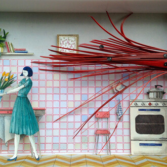 Vanni Cuoghi, Monolocale 12 (L'astice), 2015, tecnica mista, 21 x 30 cm 