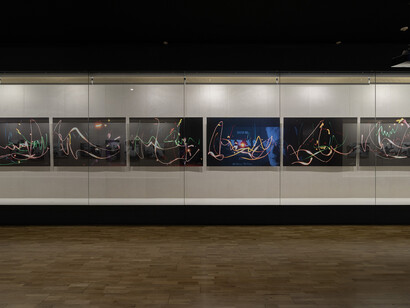 Chua Soo Bin and Wu Guanzhong, Light within ink. Portraits of Wu Guanzhong through Chua Soo Bin’s Lens and works by Wu Guanzhong, exhibition view. Courtesy of Long Museum