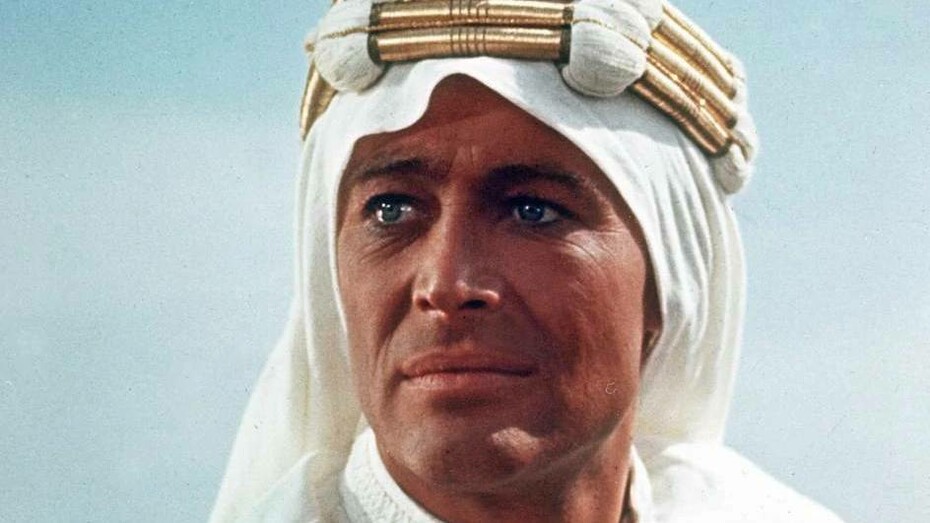 Peter O'Toole playing the role of TE Lawrence in the 1962 movie entitled "Lawrence of Arabia"