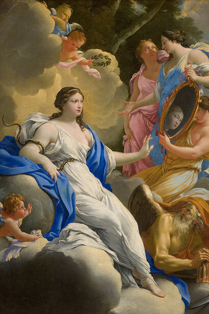 Simon Vouet (Paris, 1590 – Paris, 1649) Alegoria da Prudência [Allégorie de la Prudence], c. 1645 Óleo sobre tela 116,5 x 90,5 x 2,5 cm Proveniência: legado de François-Xavier Fabre, 1837 Musée Fabre, Montpellier Méditerranée Métropole Inv. 837.1.98 © Musée Fabre de Montpellier Méditerranée Métropole – Fotografia : Frédéric Jaulmes